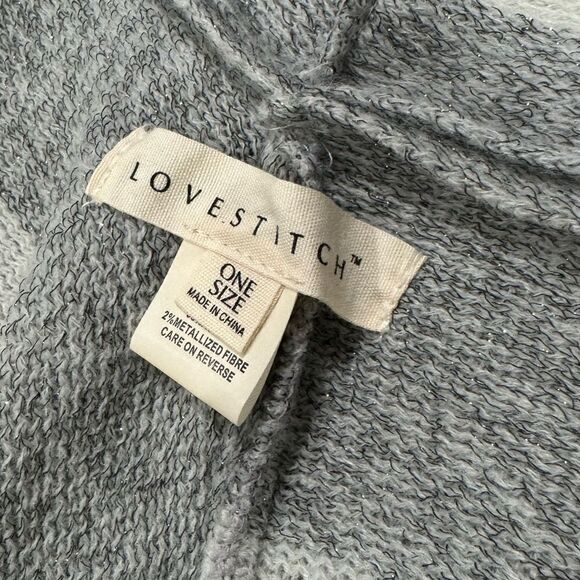 Lovestitch Boho Knit Fringed Poncho Sweatshirt Women’s One Size - Picture 2 of 3